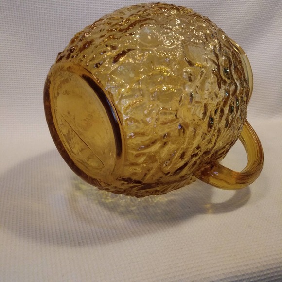 Vintage 1960s Anchor Hocking Honey Gold Textured Ball Jug In Milano 8in - Picture 8 of 16